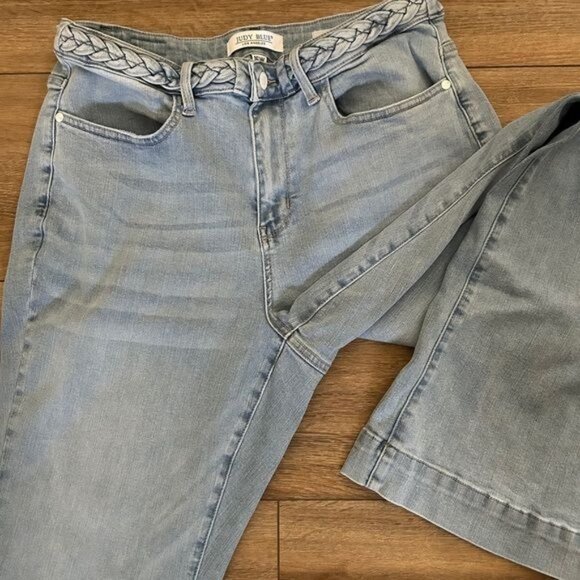 Judy Blue 16W Wide Leg Fit Denim Jeans Braided Waist - Picture 8 of 16